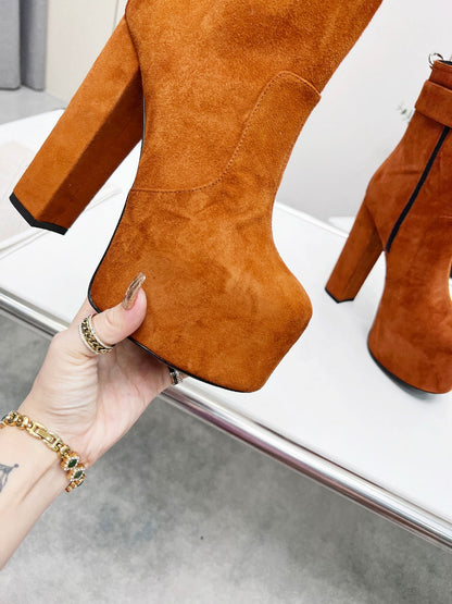 YSL  Cherry Buckle Platform Boots