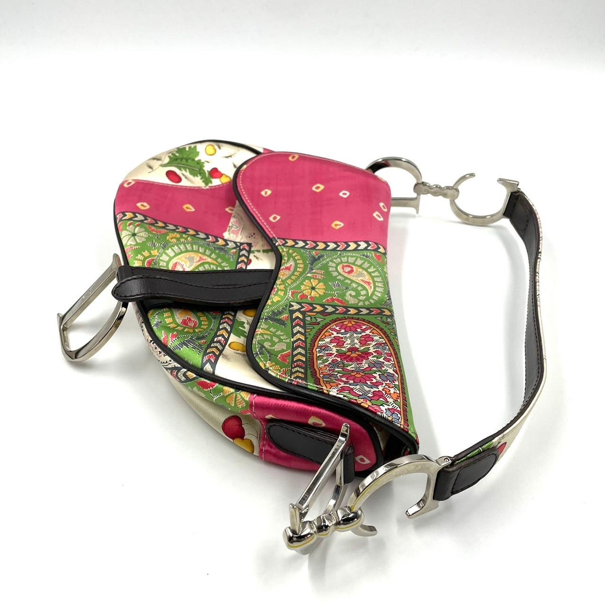 Super rare Dior Saddle Medium multicolor silk handbag Rovelle Bags
