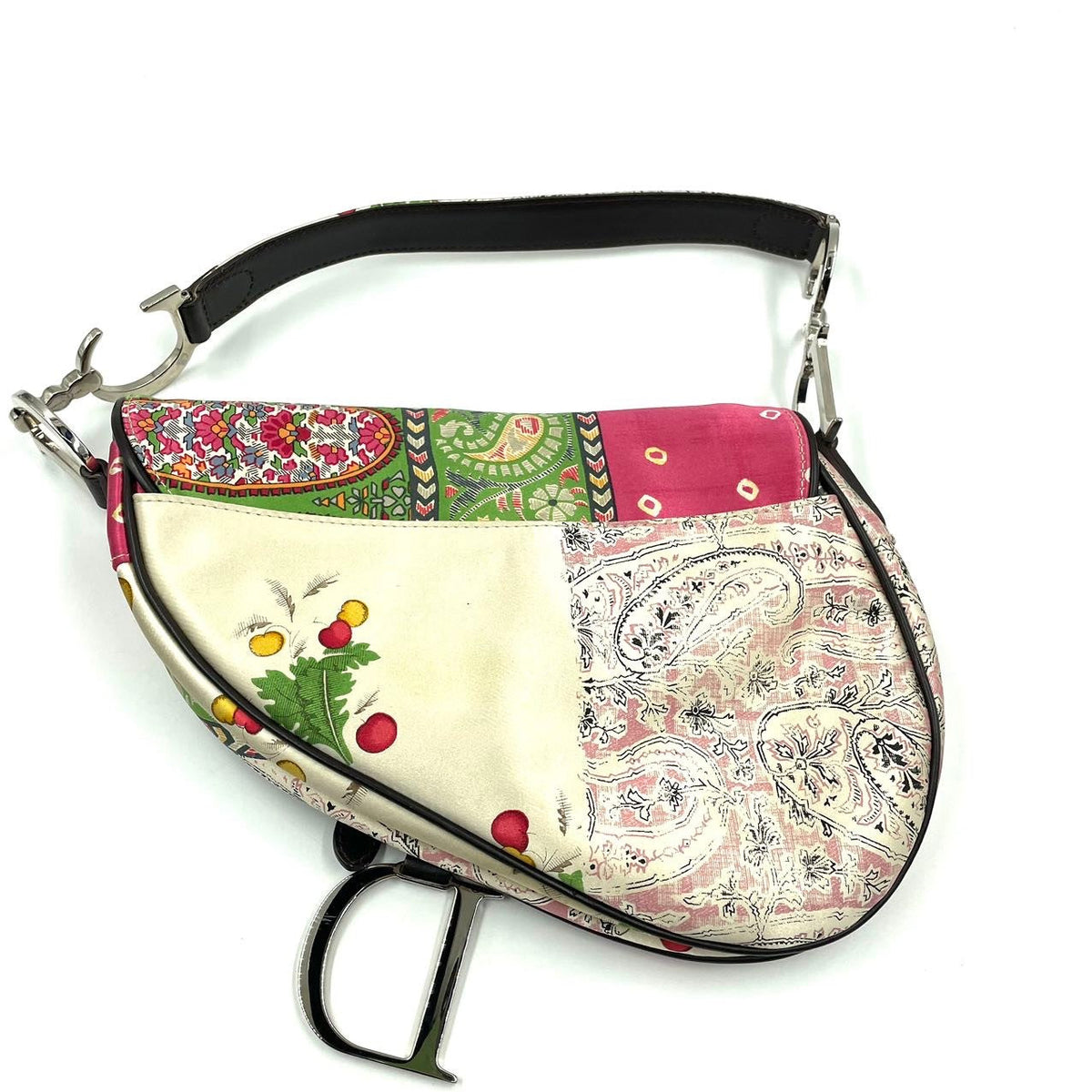Super rare Dior Saddle Medium multicolor silk handbag Rovelle Bags