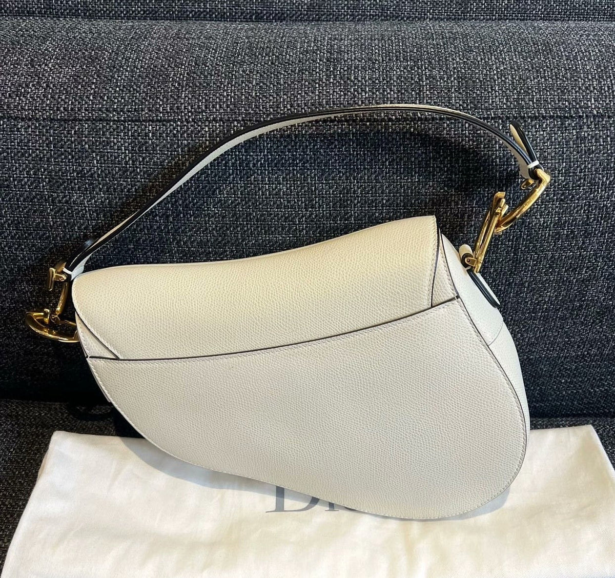 Dior Saddle White Medium Grained Leather Handbag like new Rovelle Bags