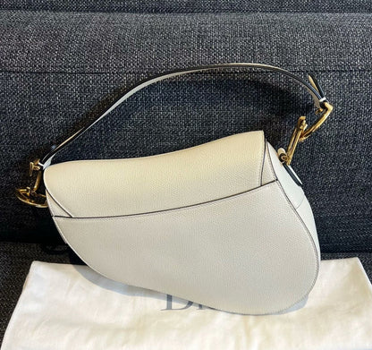 Dior Saddle White Medium Grained Leather Handbag like new Rovelle Bags