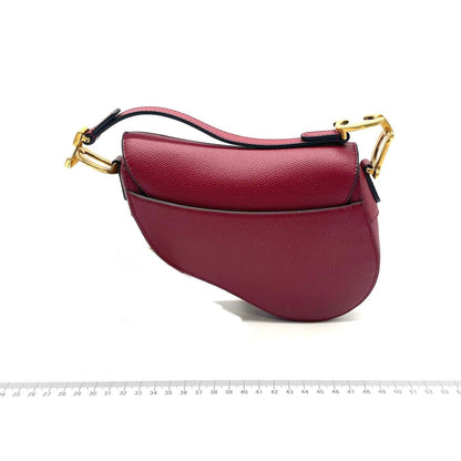 Dior Saddle bag red grain leather mini size with strap Rovelle Bags