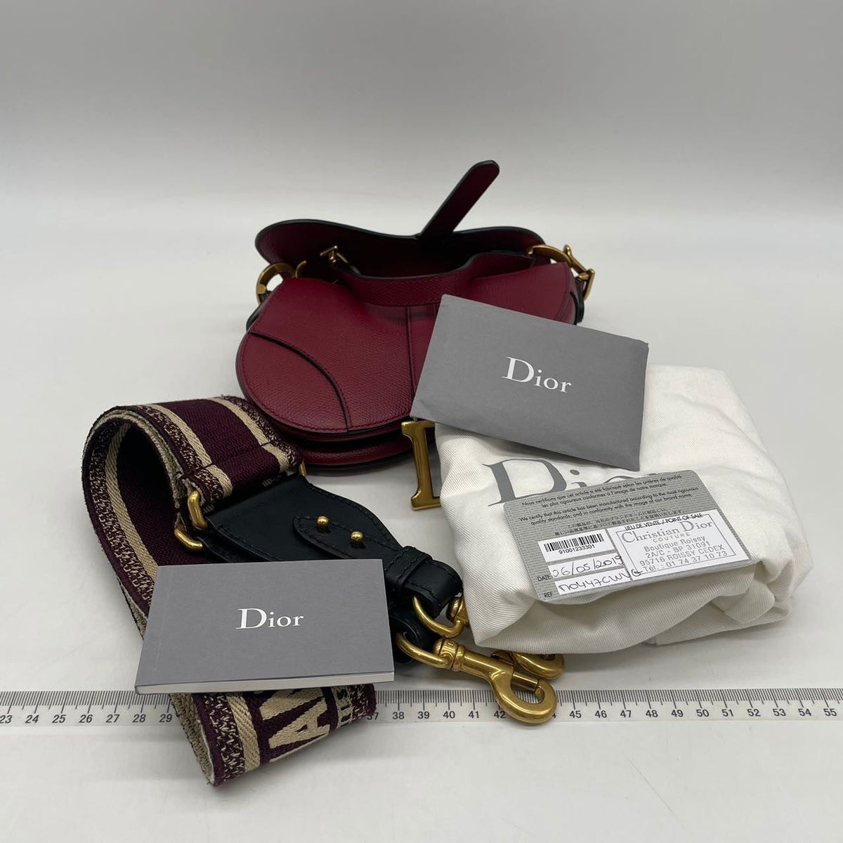 Dior Saddle bag red grain leather mini size with strap Rovelle Bags