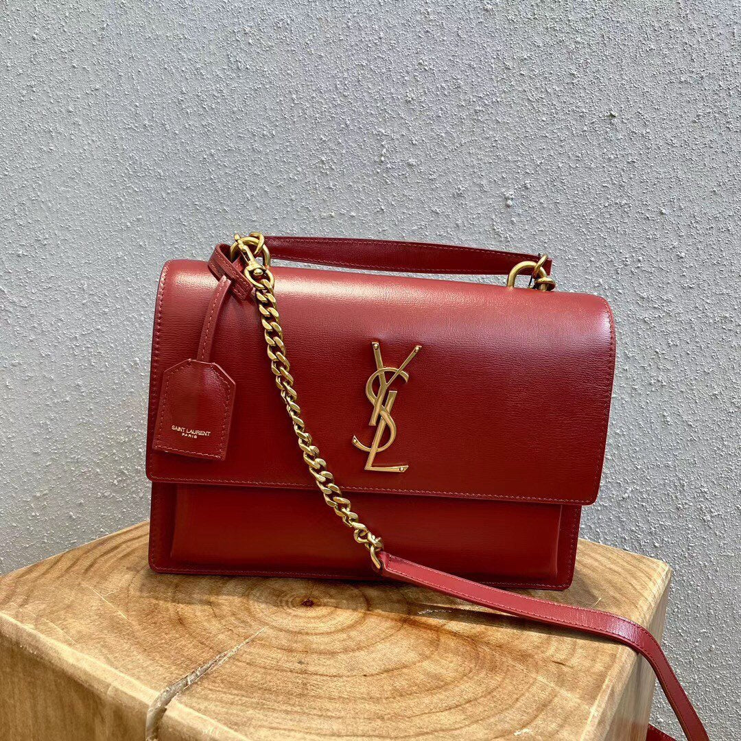 YSL Medium Sunset Satchel IN Smooth Leather Bag