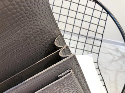 YSL Medium Sunset In Crocodile Embossed Shiny Leather Bag