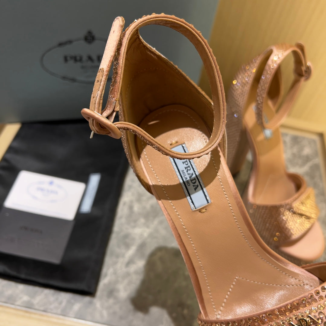 Prada Satin Platform With Crystals