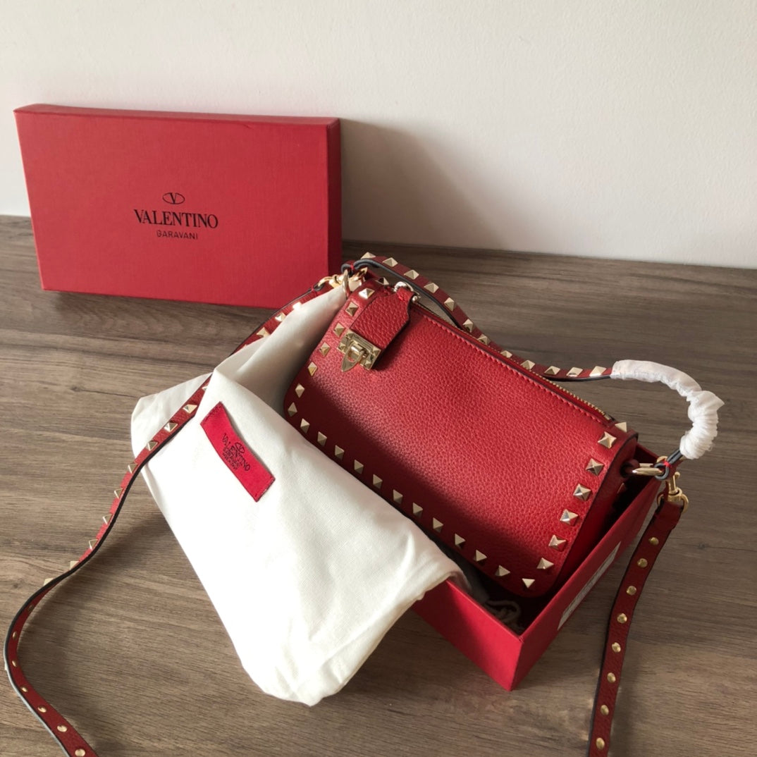 Valentino Garavani Small Rockstud  Grainy  Crossbody Bag