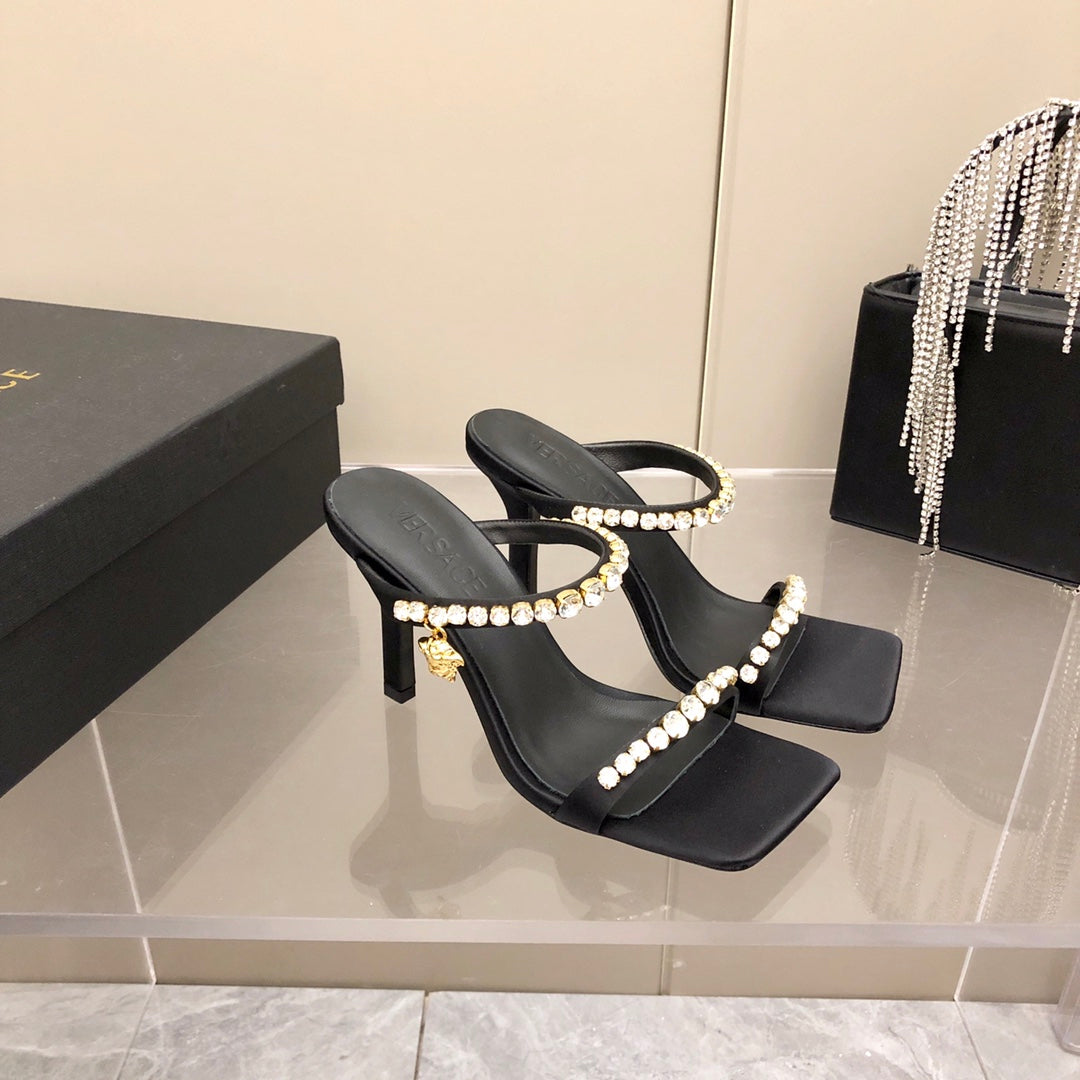 Versace Medusa Rhinestone Mules