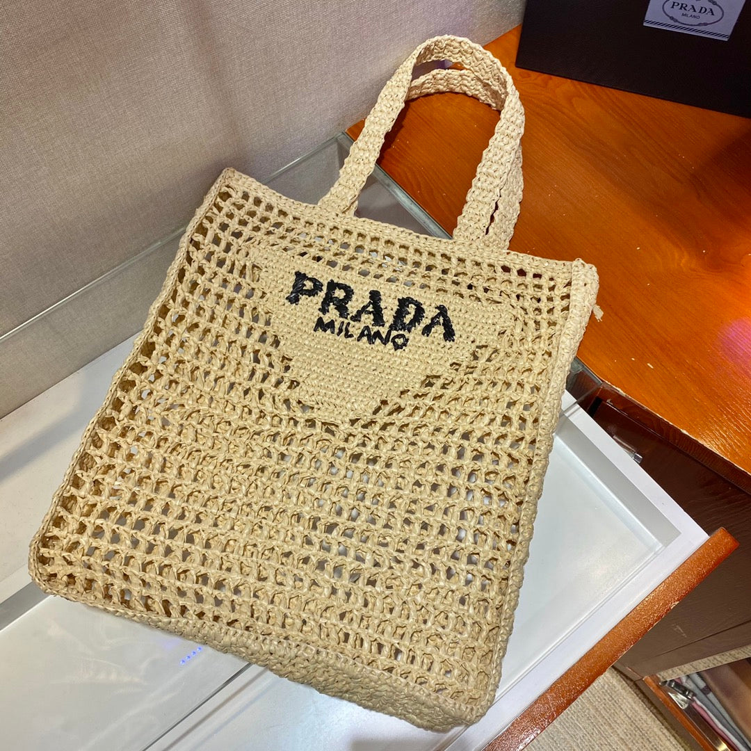 Prada Raffia Tote Bag