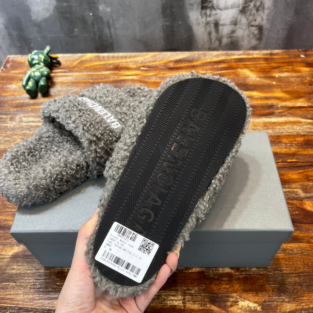 Balenciaga Furry Slide Sandals