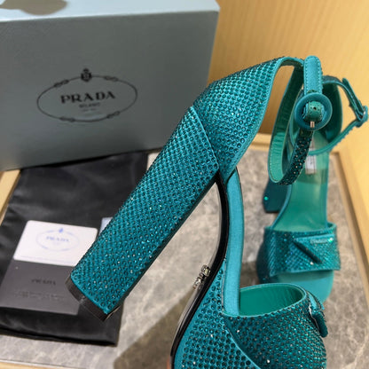 Prada Satin Platform With Crystals