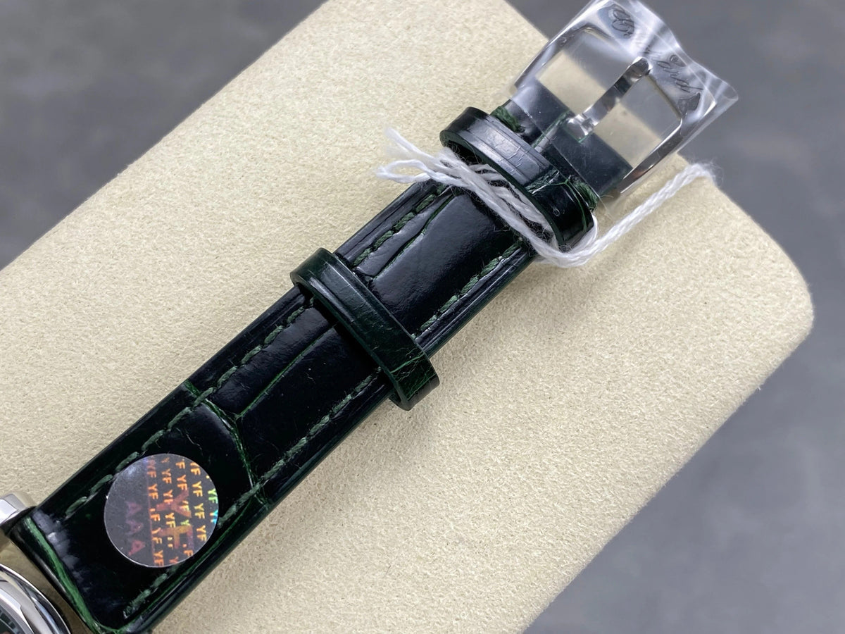 Chopard Happy Sport 30mm Green Diamond Dial Black Green Crocodile Leather