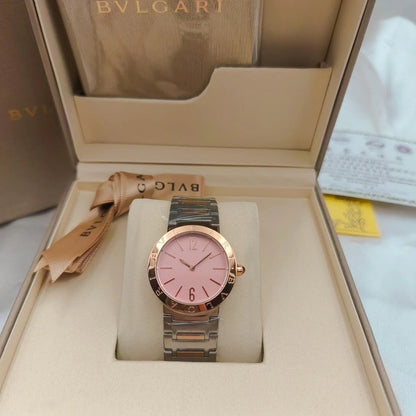 BVLGARI 33mm Sliver Case Pink Gold Steel