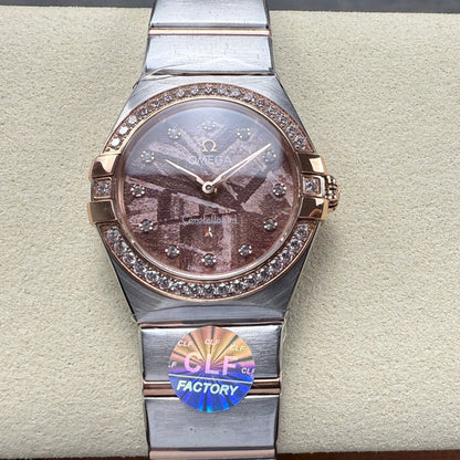 Omega Constellation 28mm Swiss Quartz Purple Meteorite Dial Watch