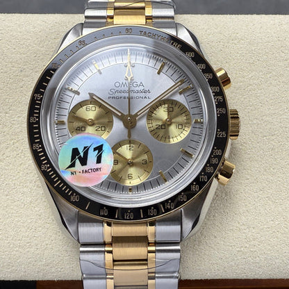 Omega Speedmaster Professional Moonwatch 42mm Gold Steel Strap Silver Dial