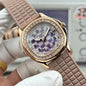 Patek Philippe Aquanaut 36mm Pink Gold Case Diamond Dial Nude Rubber Strap