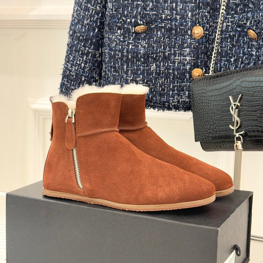 ALAIA 26S SNOW BOOTS IN BURNT BROWN SUEDE AND WOOL