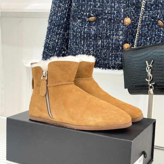 ALAIA 26S SNOW BOOTS IN LIGTH BROWN SUEDE AND WOOL