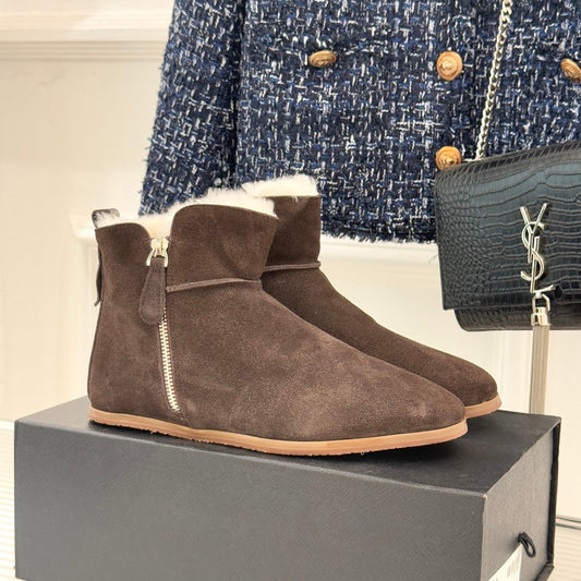 ALAIA 26S SNOW BOOTS IN DARK BROWN SUEDE AND WOOL