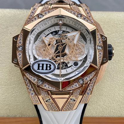 Hublot Big Bang Sang Bleu II Rose Gold White Pavé 45mm Watch