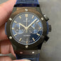 Hublot Classic Fusion Chronograph Watch 45mm Black Ceramic Case Blue Leather Strap