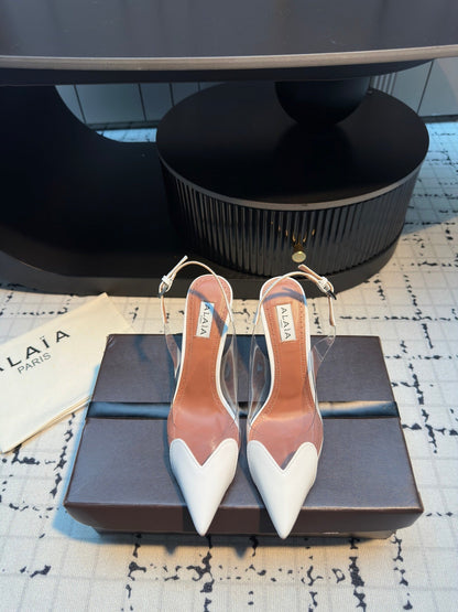 ALAIA HIGH SLINGBACK 25S 90 MM IN WHITE CALFSKIN