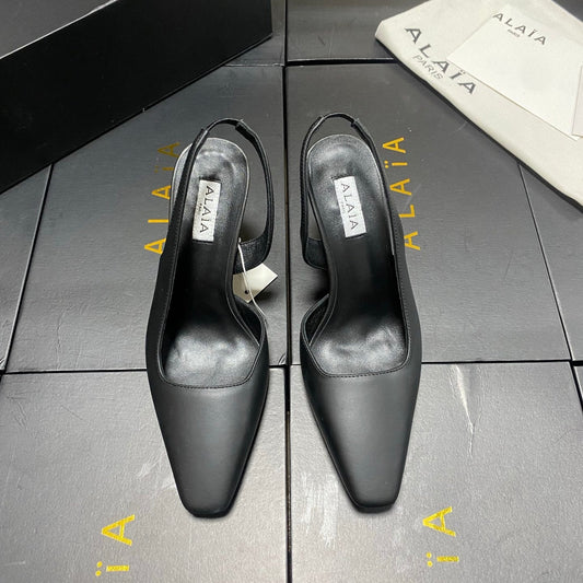 ALAIA 26S WEDGE SLINGBACKS 95 MM IN BLACK CALFSKIN