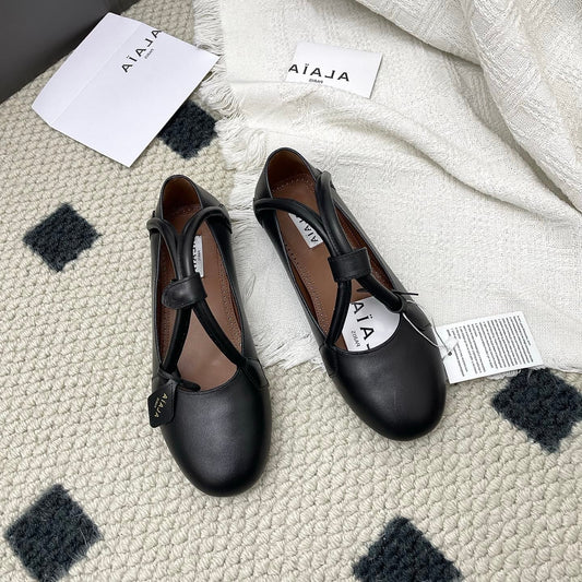 ALAIA 26S BALLET TECKEL IN BLACK CALFSKIN