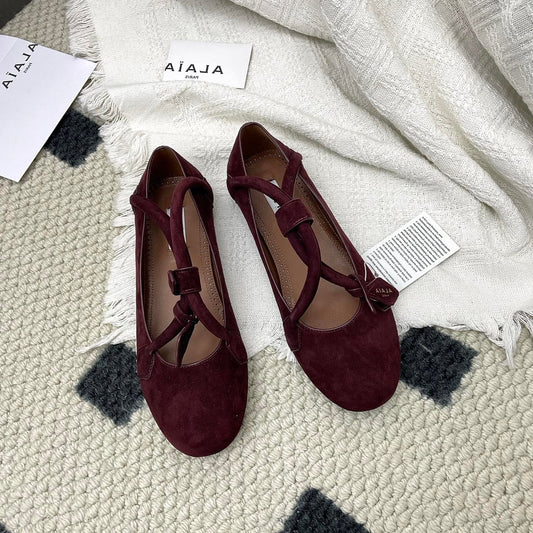 ALAIA 26S BALLET TECKEL IN DARK RED SUEDE