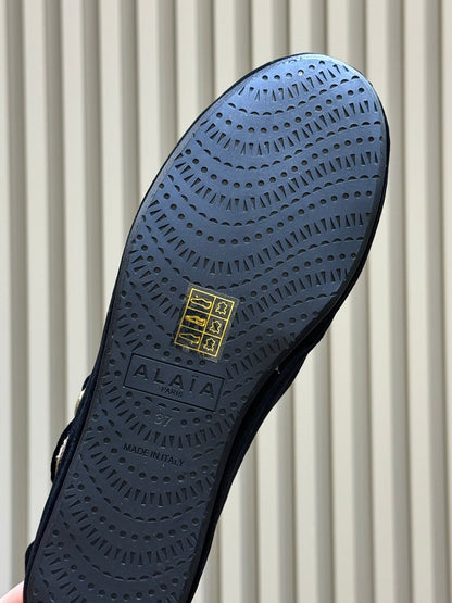 ALAIA 26S MARY JANE BALLET FLATS IN BLACK VELVET