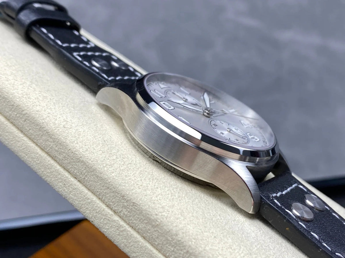 IWC Big Pilot 46mm Silver Dial Steel Case Black Leather Strap