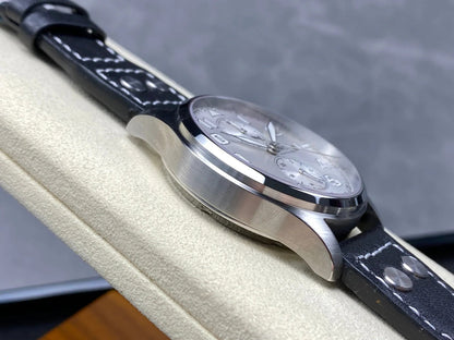 IWC Big Pilot 46mm Silver Dial Steel Case Black Leather Strap
