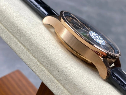 IWC Portuguese 41mm Dark Gray Dial Pink Gold Case Crocodile Leather Strap