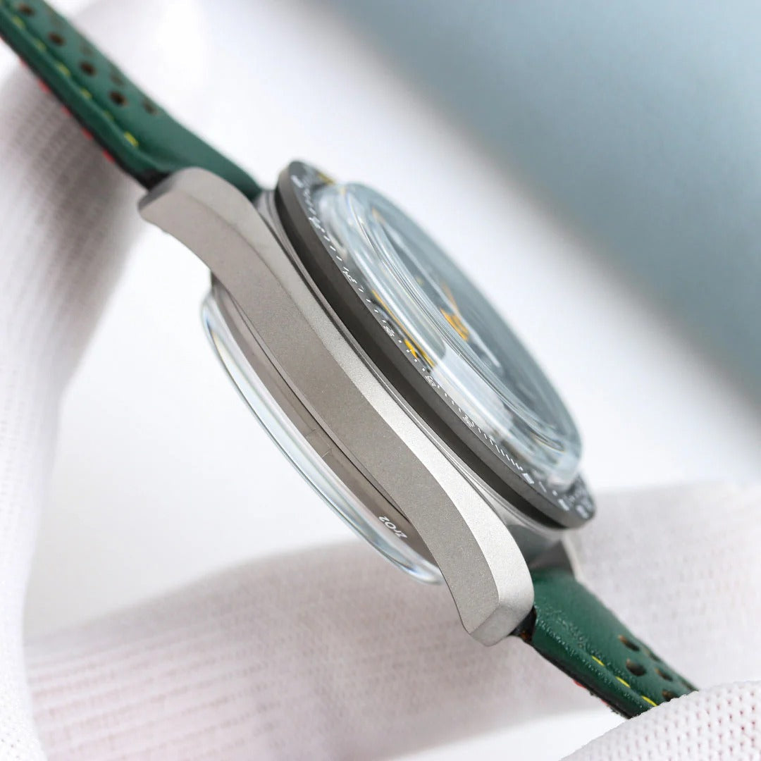 Omega Speedmaster Grey Side of the Moon 44.25mm Green Leather Strap