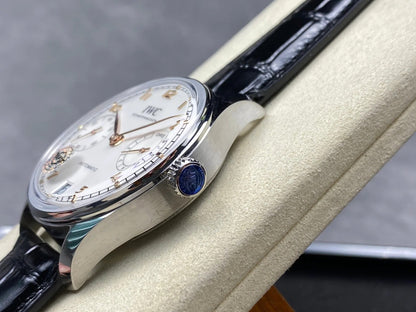 IWC Portuguese 42.4mm Cream Dial Steel Case Black Crocodile Leather Strap