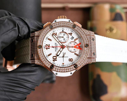 Hublot Big Bang 44 mm Rose Gold Case White Rubber Strap