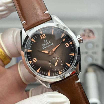 Omega Seamaster Railmaster 38mm Brown Dial Brown Leather Strap