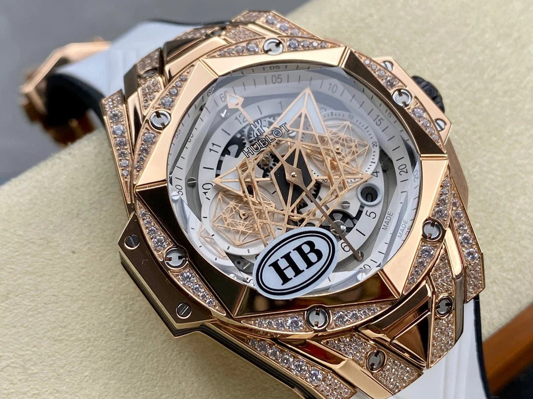 Hublot Big Bang Sang Bleu II Rose Gold White Pavé 45mm Watch