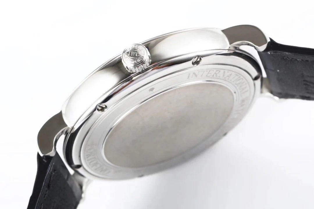 IWC Portofino 40mm Black Dial Steel Case Black Crocodile Leather Strap