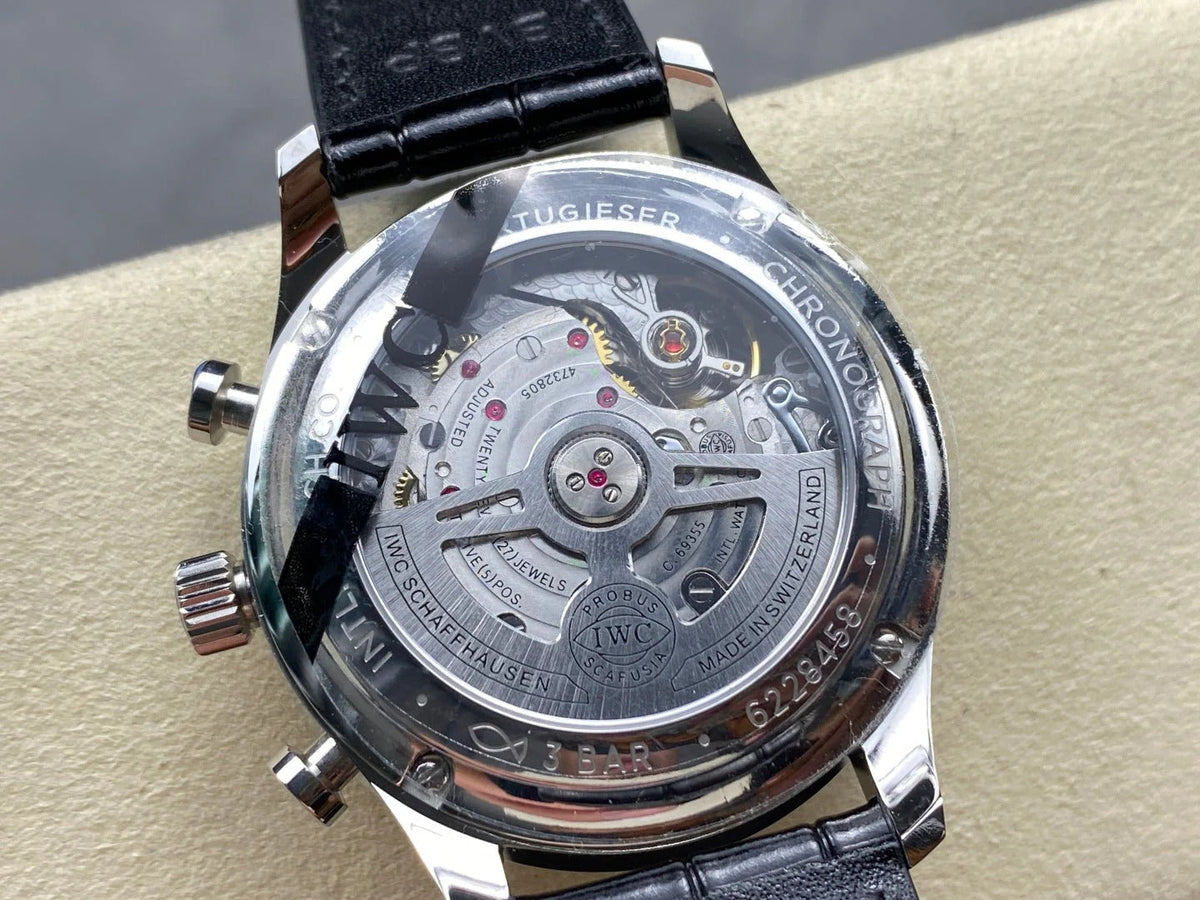 IWC Portuguese 41mm Black Dial Steel Case Gold Numerals