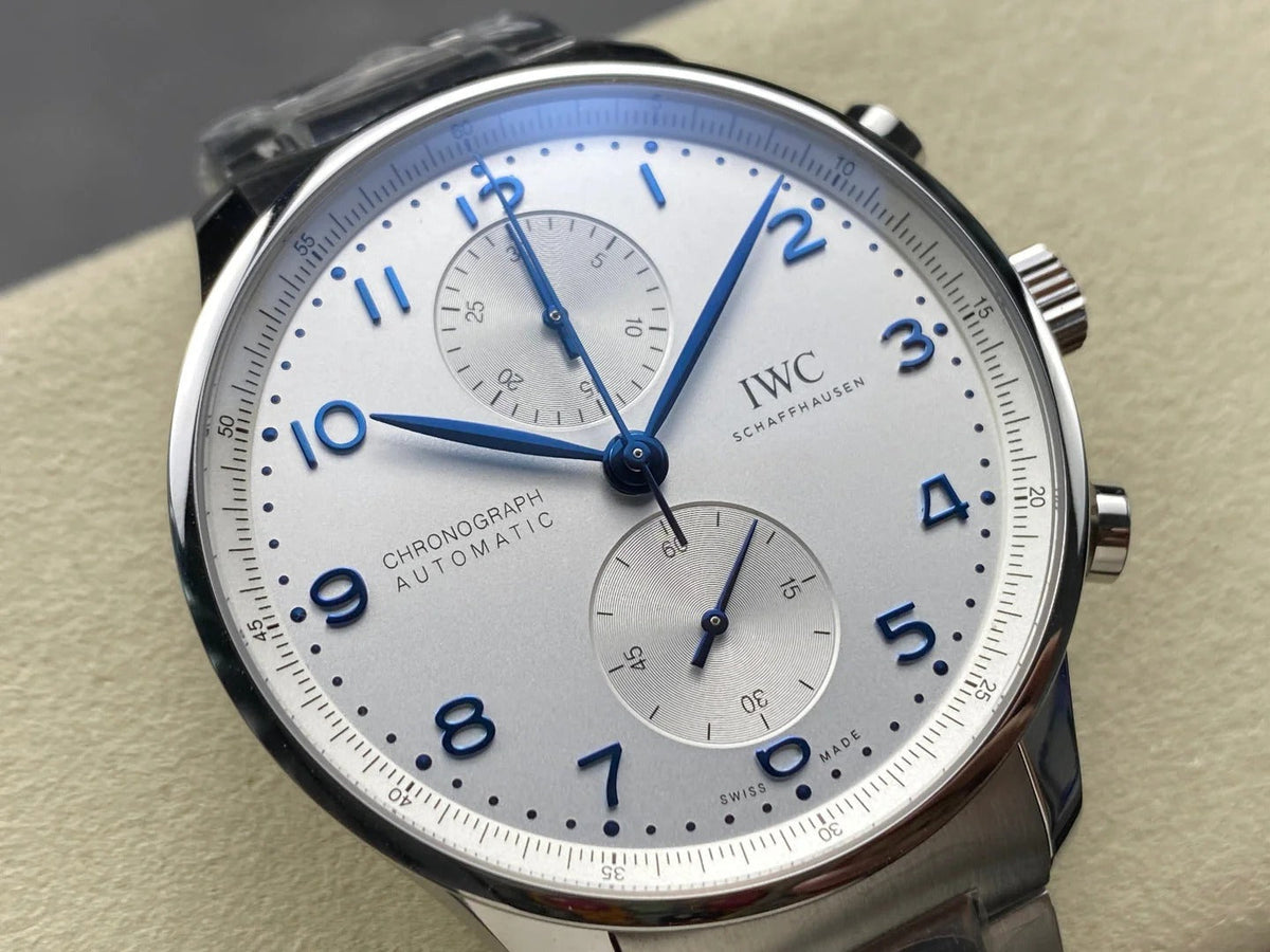 IWC Portuguese Silver 41mm Cream Dial Blue Numerals Steel Case