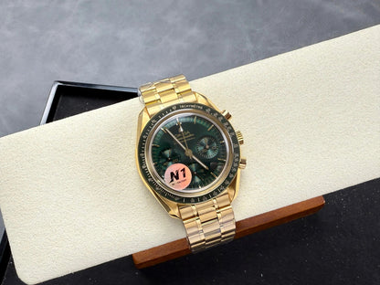 Omega Speedmaster Professional Moonwatch 42mm Yellow Gold Green Dial 233470