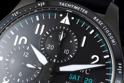 IWC Pilot 41mm Black Dial Silver Metallic Case Rubber Strap