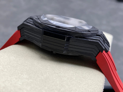 Hublot Big Bang Sang Bleu II Black Magic 45mm Watch Red Rubber Strap