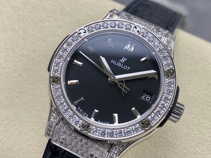 Hublot Classic Fusion 33mm Watch Black Dial And Black Leather Strap