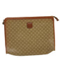 Luxury CELINE Macadam Pouch Clutch Bag PVC Leather Beige jk1328
