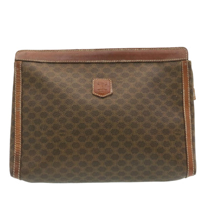 Luxury CELINE Macadam Canvas Clutch Bag PVC Leather Brown ki1226