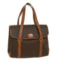 Luxury CELINE Macadam Canvas Hand Bag PVC Leather Brown ki2991