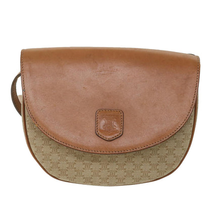 Luxury CELINE Macadam Canvas Shoulder Bag Beige ki3429
