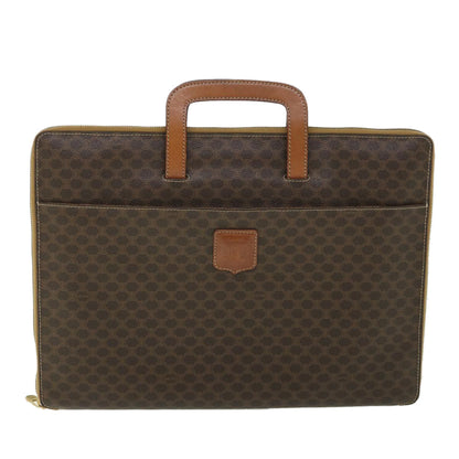 Luxury CELINE Macadam Canvas Business Bag PVC Leather Brown ki3539